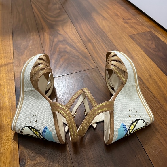 New Coach Caroline Platform Wedge Leather Sandals w/ embellished heel Size 9-1/2 - Picture 10 of 15